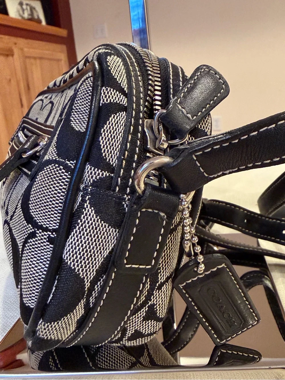 Coach Black & Gray Signature Canvas Monogram Y2K EUC